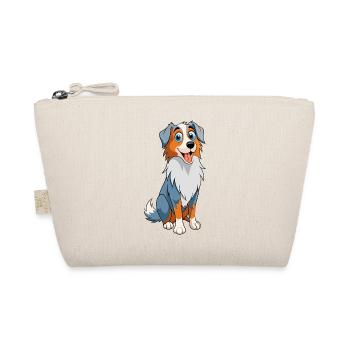 Australian Shepherd Lustig - Kunstzeichnung - Bio-Täschchen - Natur - Vorne