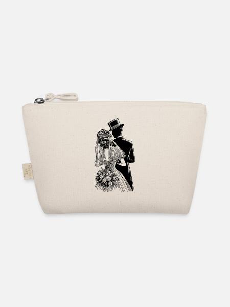 Brautpaar Vintage Design - Bio-Täschchen - Natur