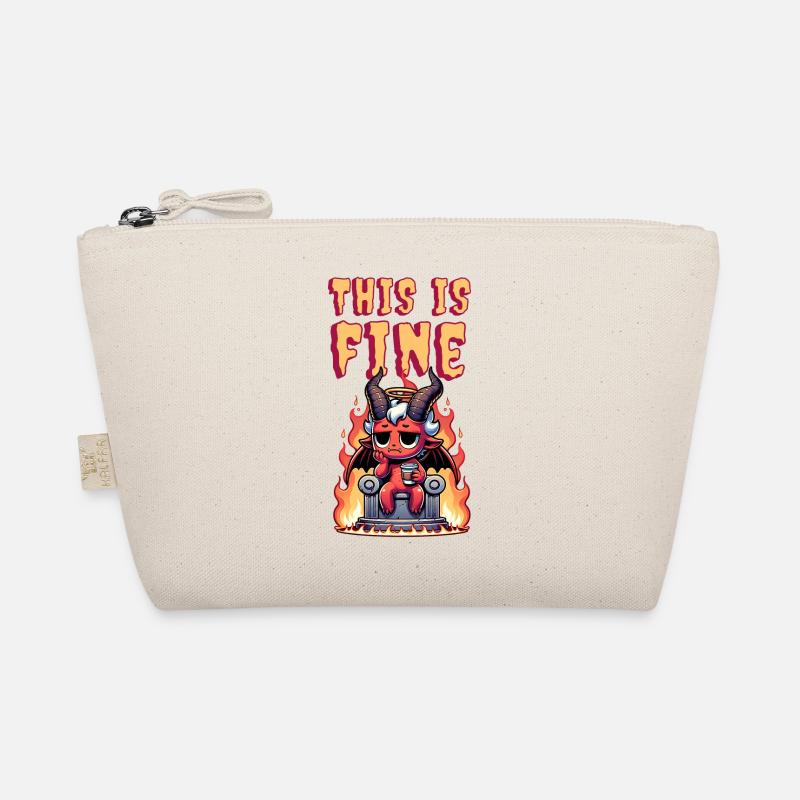 cute devil with coffee | this is fine meme Organic Pouch