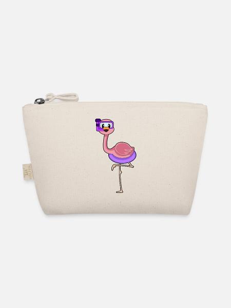 Flamingo Taucher Schnorchel Tauchen - Bio-Täschchen - Natur - Vorne