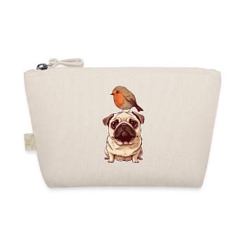 Pug with bird - Organic Pouch - nature - Front