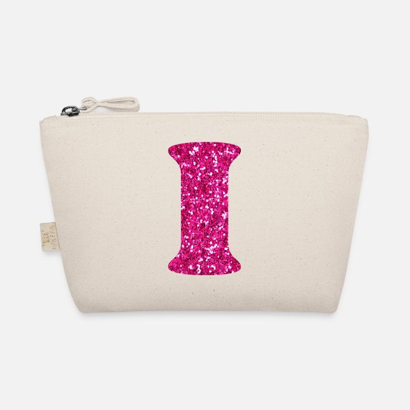 Buchstabe i rosa Glitzer - Bio-Täschchen - Natur