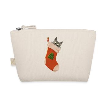 Cat in Christmas stocking - Organic Pouch - nature - Front