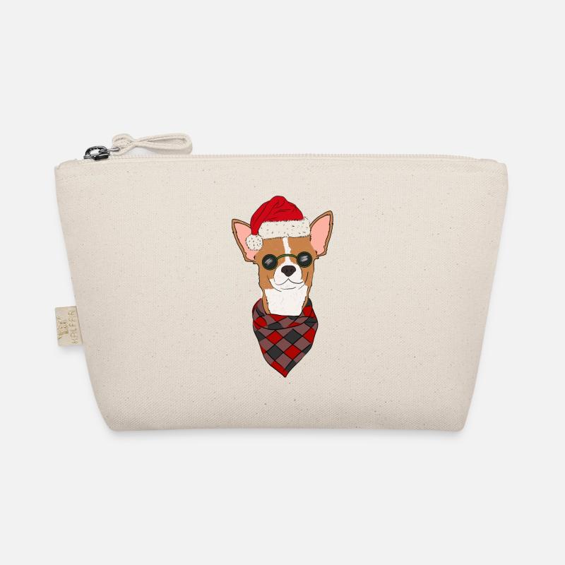 Chihuahua Weihnachtspullover rot weiß kurzhaar - Bio-Täschchen - Natur
