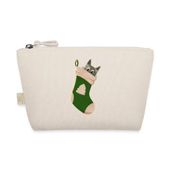 Gray cat in green boot - Organic Pouch - nature - Front