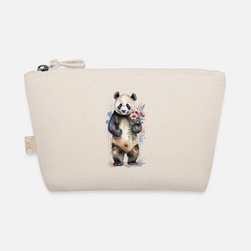 Gentil géant avec des fleurs - Aquarelle Panda Trousse biologique