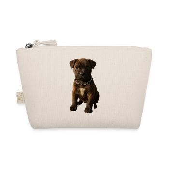 Puppy Charm Motif with Chain Collar - Organic Pouch - nature - Front