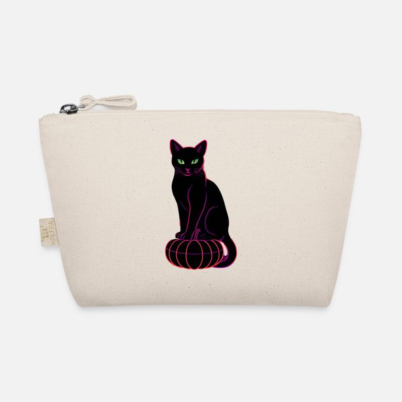 Chat néon sur citrouille noire Trousse biologique