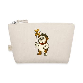 Artistic Bulldog Holding Golden Balloon Dog - Organic Pouch - nature - Front