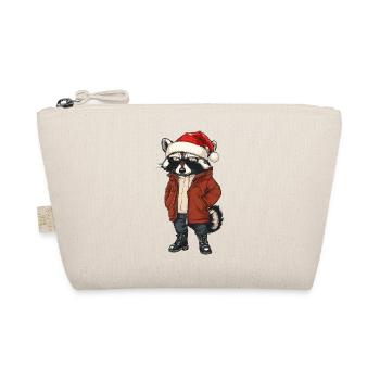 Raccoon Christmas Winter - Organic Pouch - nature - Front