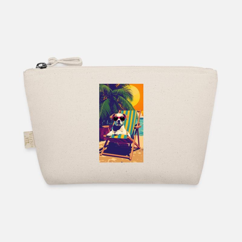 Dog at sunset on a beach chair Organic Pouch