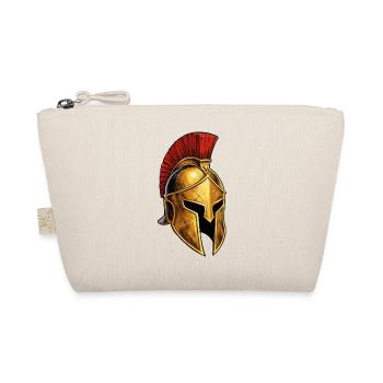 Goldener Spartanerhelm mit rotem Plume - Bio-Täschchen - Natur - Vorne