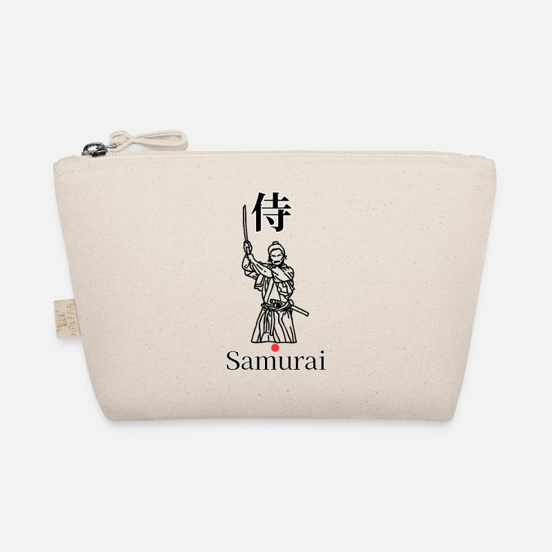 Samurai Symbol Minimal Schwarz Weiß Rot Bio-Täschchen