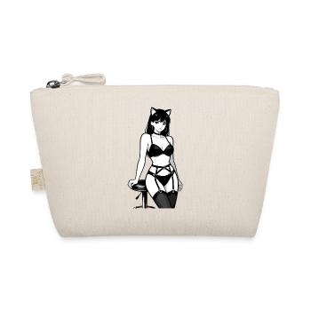 Sexy Neko Girl: Manga Katze in Schwarz-Weiß - Bio-Täschchen - Natur - Vorne