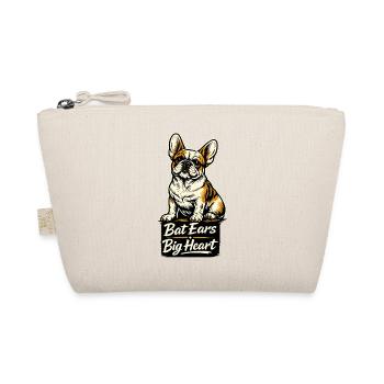 Bat Ears Big Heart Frenchie Mama Design - Bio-Täschchen - Natur - Vorne