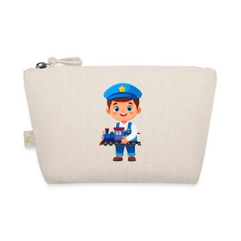 Kawaii Zugführer Junge Eisenbahn Kinder T-Shirt - Bio-Täschchen - Natur - Vorne