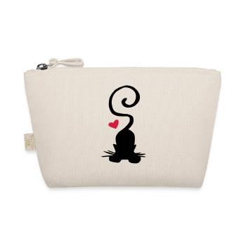 Katze rotes Herz / cat - heart - yoga - Bio-Täschchen - Natur - Vorne