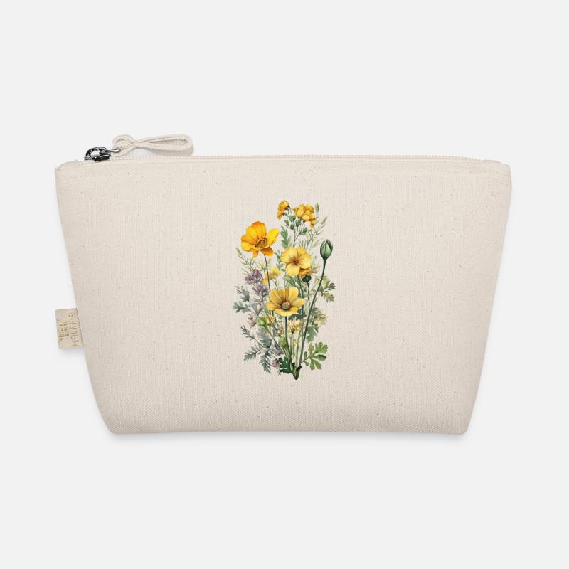 Wunderschönes Boho Blumen Herbarium Bouquet gelb - Bio-Täschchen - Natur