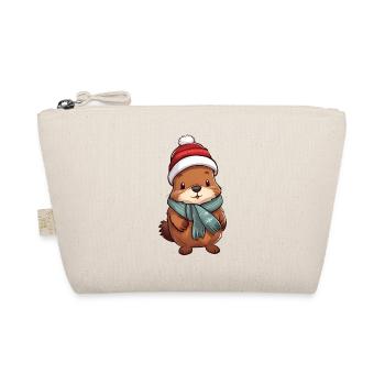 Cute otter in festive winter look! - Organic Pouch - nature - Front