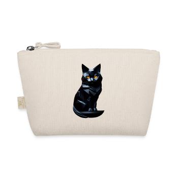 Schwarzes Katzen-Origami vorne - Bio-Täschchen - Natur - Vorne