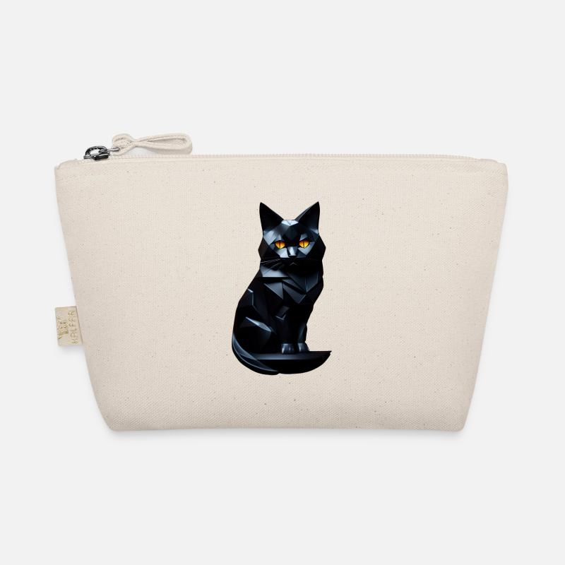 Black cat origami front Organic Pouch