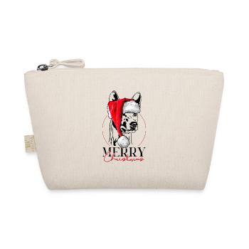 Santa Basenji Merry Christmas Dogs Wilsigns - Organic Pouch - nature - Front