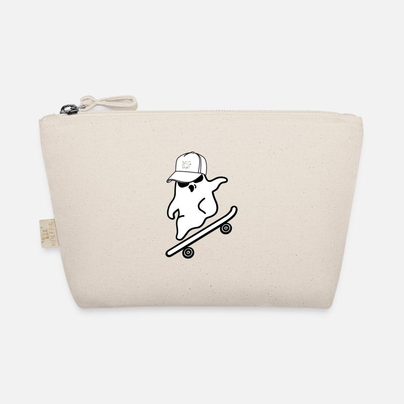 Cooler Geist mit Cappy auf Skateboard Bio-Täschchen