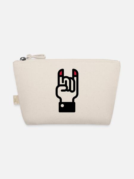 Devil's Horns Hand Signal / Teufelshörner - Organic Pouch - nature - Front