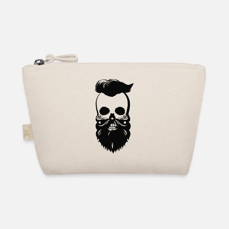 black bearded skull with sidecut Organic Pouch