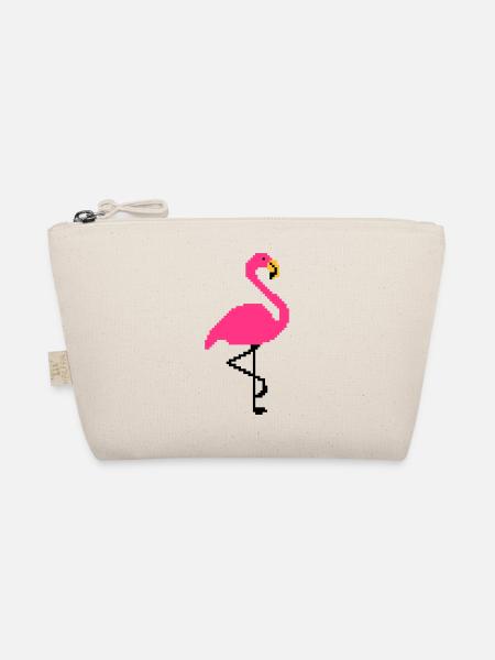 Flamingo PIxel Art - Organic Pouch - nature - Front