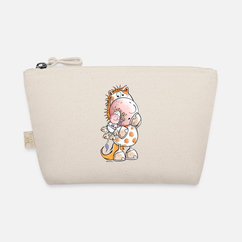 Pferd mit Einhorn Kuscheltier Cartoon  Bio-Täschchen