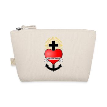 Glaube Liebe Hoffnung, Herz Anker Kreuz Seemann - Bio-Täschchen - Natur - Vorne