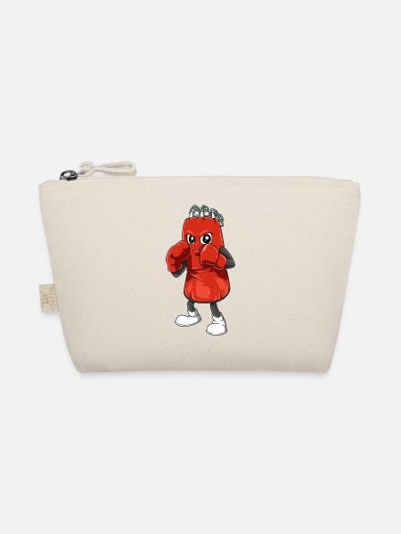 Drôle de sac de boxe avec des gants de boxe - Trousse biologique - nature - Devant