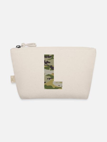 Camouflage letter L - Organic Pouch - nature - Front