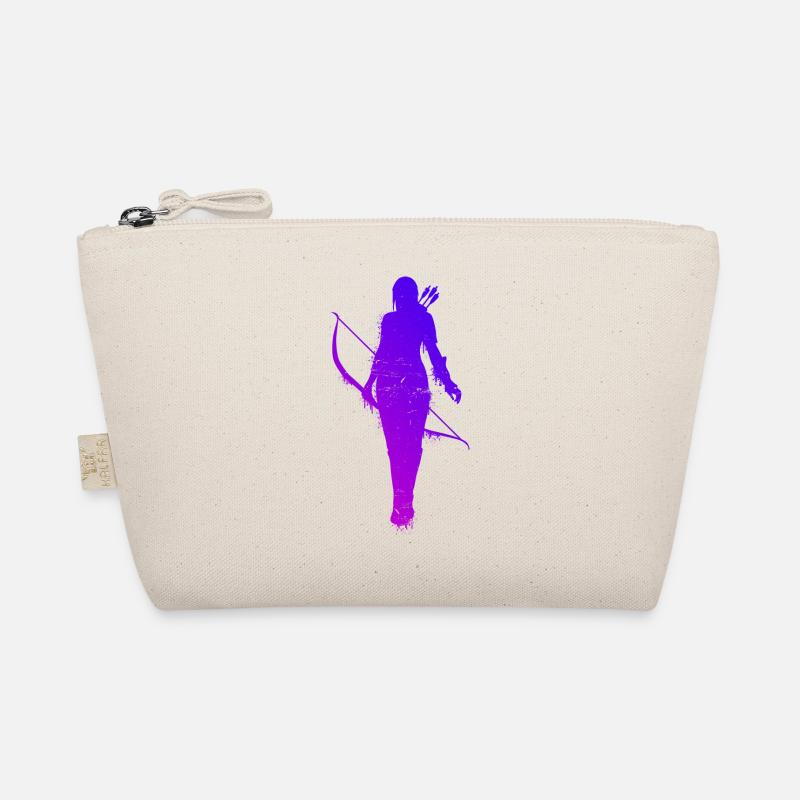 Bogenschießen Damen Mädchen Silhouette Archery Bog - Bio-Täschchen - Natur