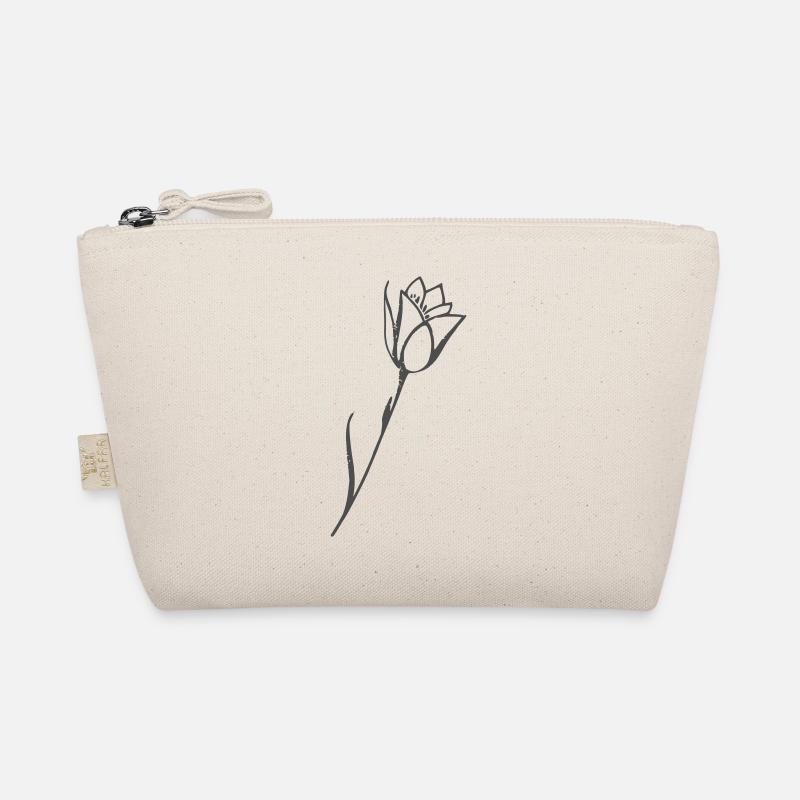 Tulip drawing flower motif plain - Organic Pouch - nature