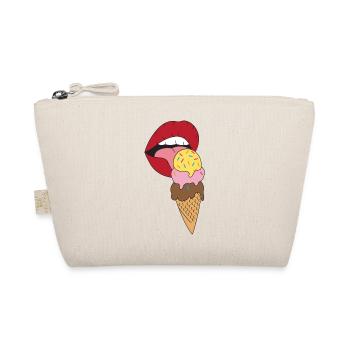 Red lips licking ice cream - Organic Pouch - nature - Front