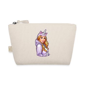 Cute Anime Girl in Unicorn Hoodie - Organic Pouch - nature - Front