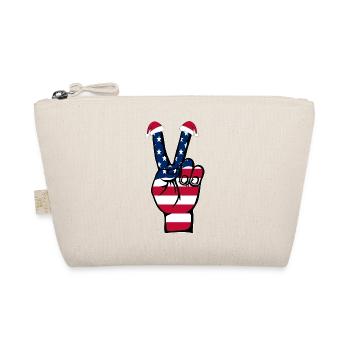 USA Flagge Weihnachten Peace Symbol - Bio-Täschchen - Natur - Vorne