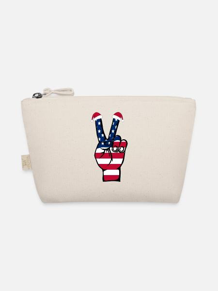 USA Flagge Weihnachten Peace Symbol - Bio-Täschchen - Natur