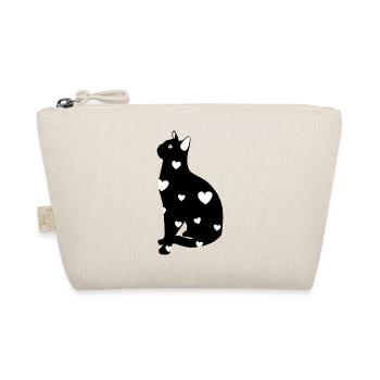 Black Cat and Hearts - Organic Pouch - nature - Front