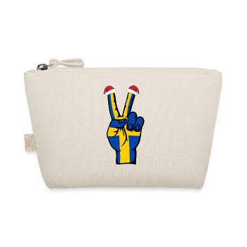 Schweden Flagge Weihnachten Peace Symbol - Bio-Täschchen - Natur - Vorne