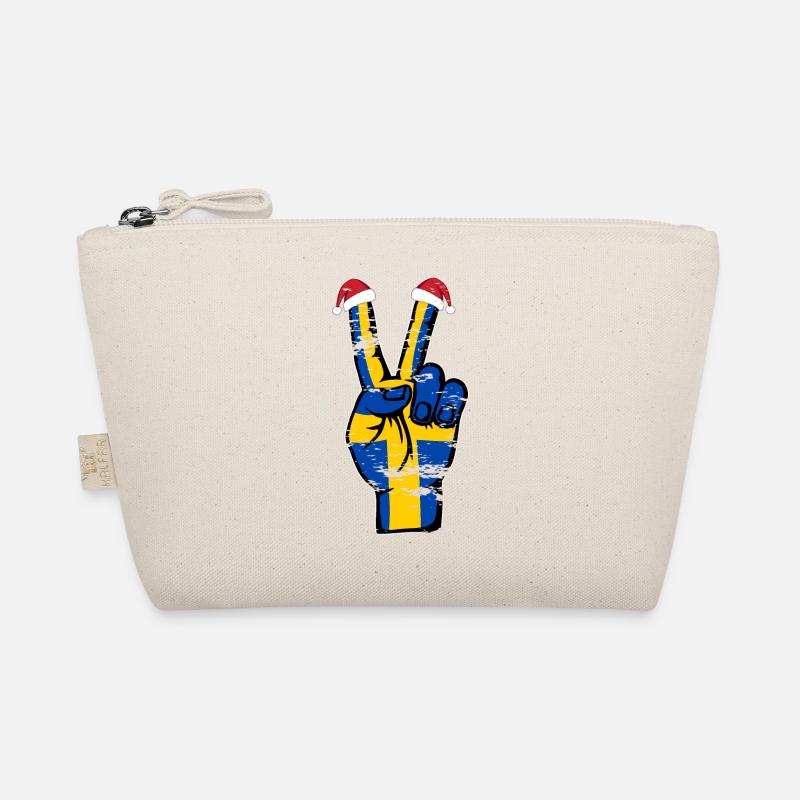 Schweden Flagge Weihnachten Peace Symbol used - Bio-Täschchen - Natur