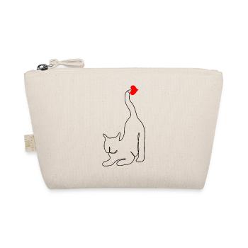 Cat Heart - Cat Lover Gift Idea - Organic Pouch - nature - Front