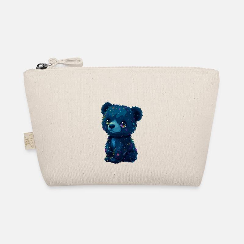 Kleiner schwarzer Teddybär - Bio-Täschchen - Natur