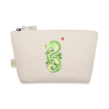 Grüner japanischer Drache, japanischer Kanji-Druckstil - Bio-Täschchen - Natur - Vorne