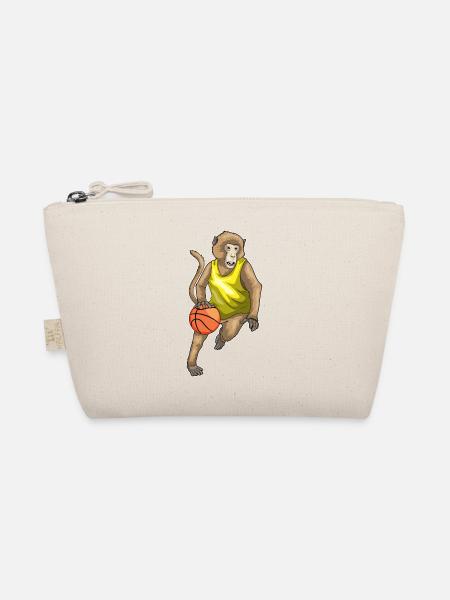 Affe Basketballspieler Basketball - Bio-Täschchen - Natur - Vorne
