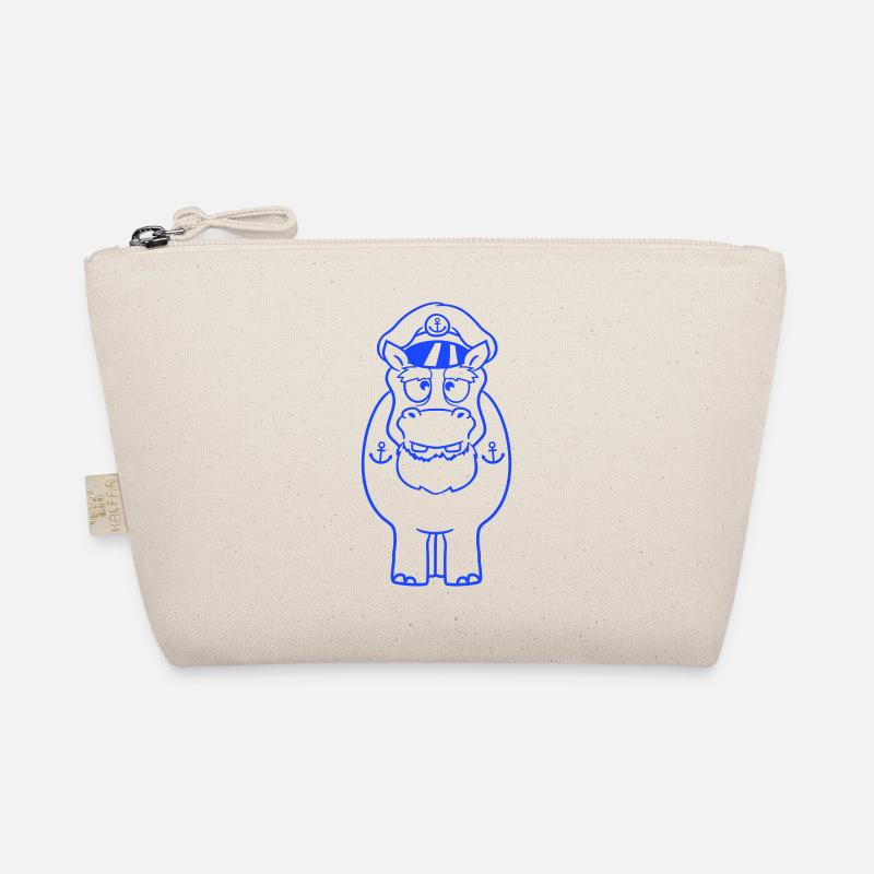 Drôle hippopotame capitaine debout mignon dessin animé bande dessinée Trousse biologique
