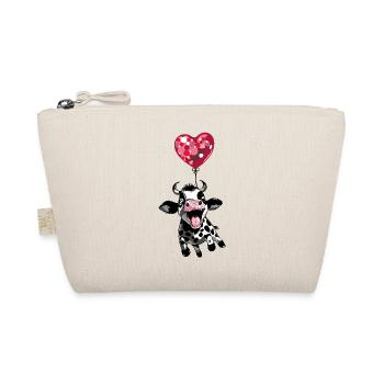 Jumping calf with heart balloon - cow calf - Organic Pouch - nature - Front