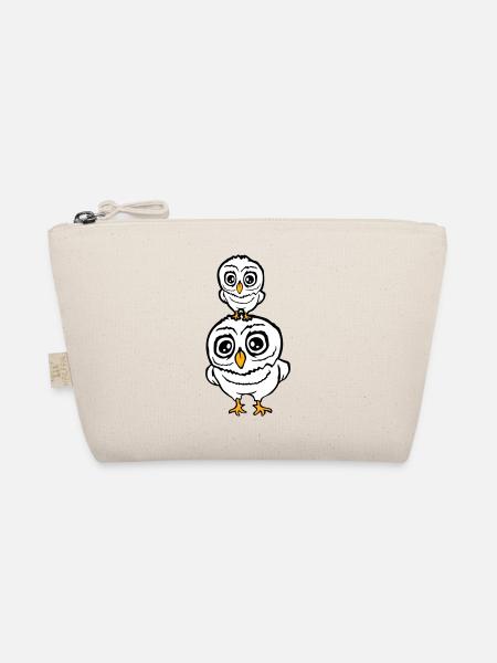 2 Owls Dad Mom Child Baby Family Mother Father - Organic Pouch - nature - Front
